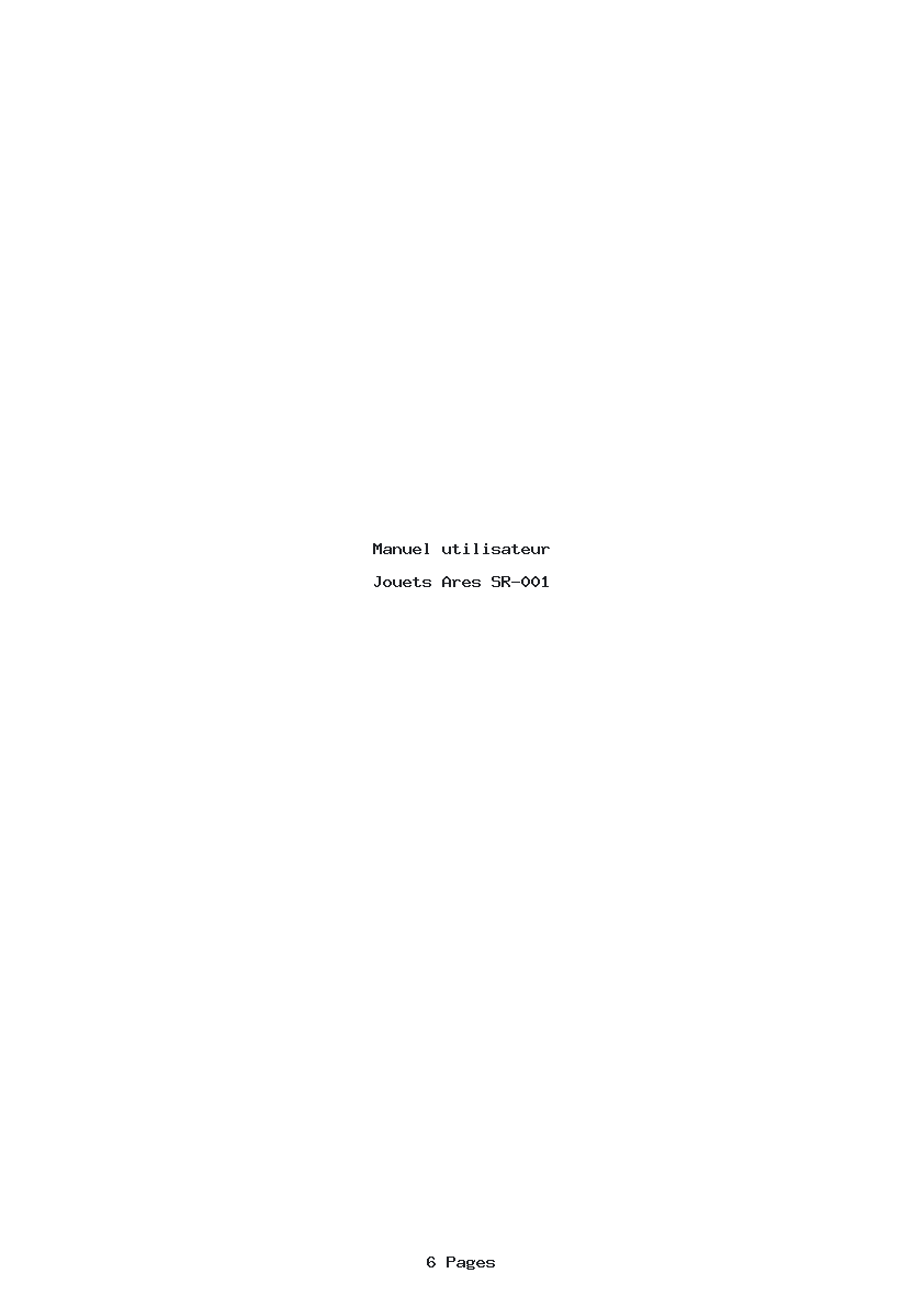 Page 1 de la notice Manuel utilisateur Ares SR-001
