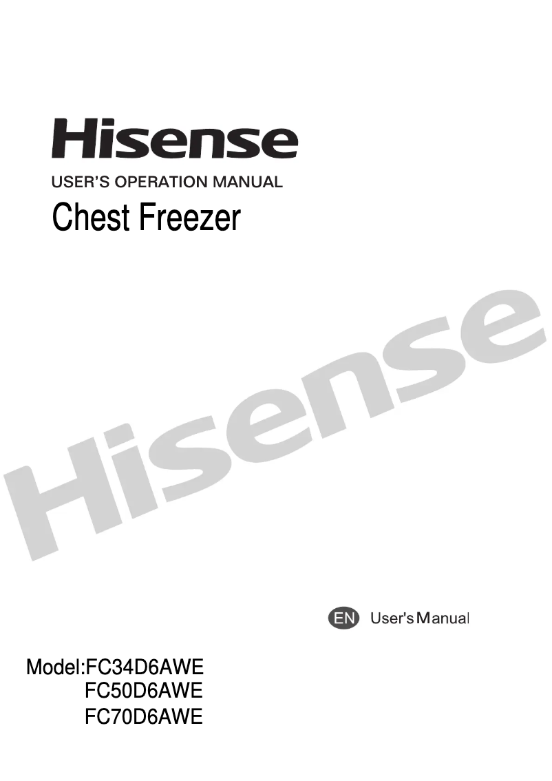 Page 1 de la notice Manuel utilisateur Hisense FC70D6EWE