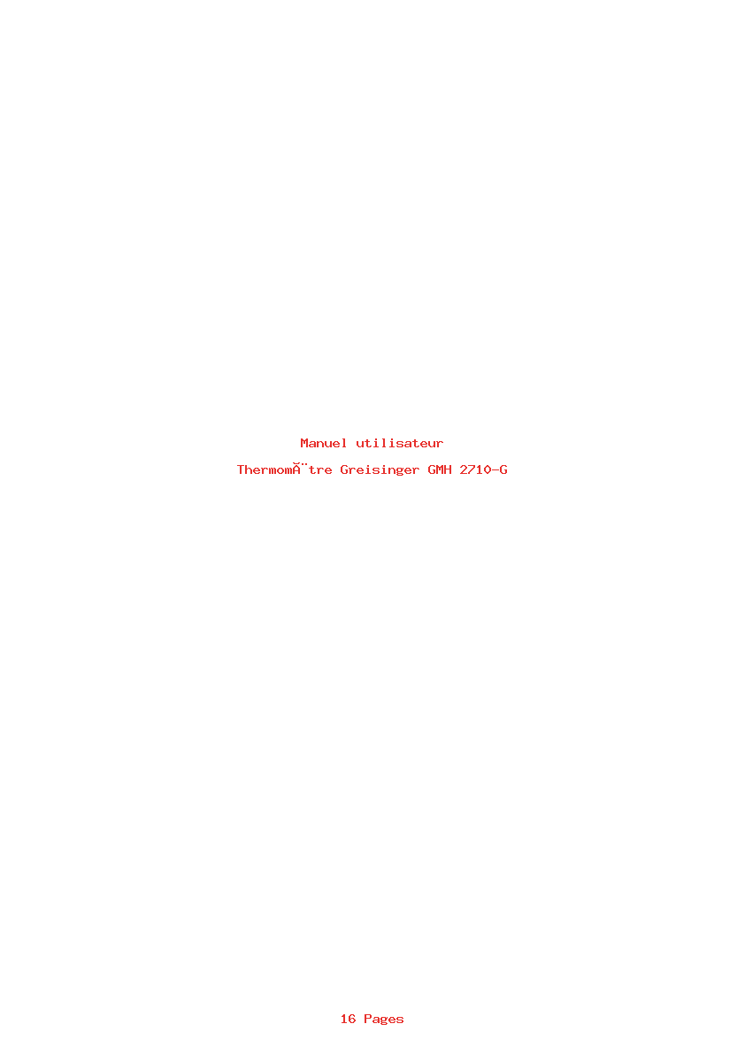 Page 1 de la notice Manuel utilisateur Greisinger GMH 2710-G