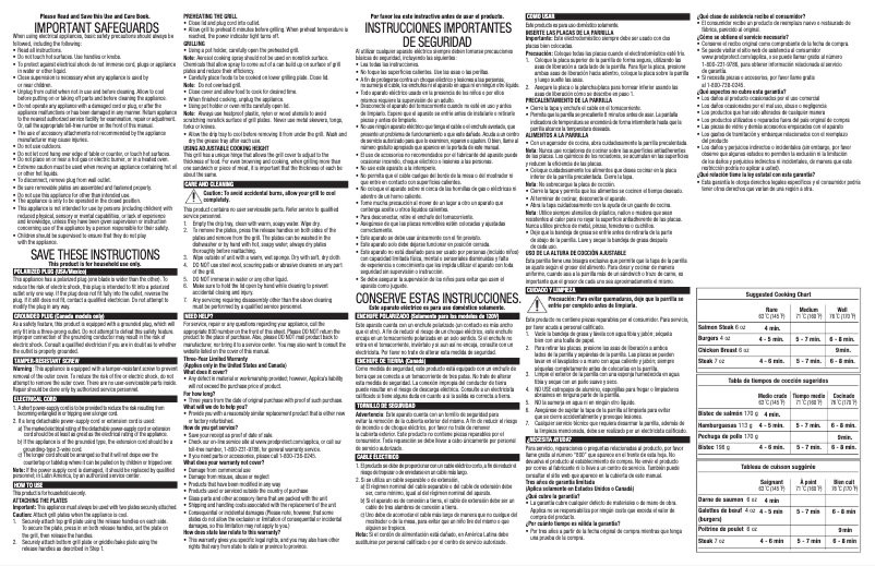 Page 1 de la notice Manuel utilisateur George Foreman GRP0004B