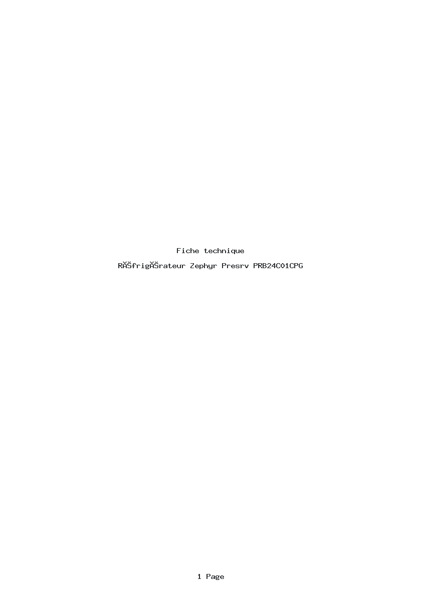Page 1 de la notice Fiche technique Zephyr Presrv PRB24C01CPG