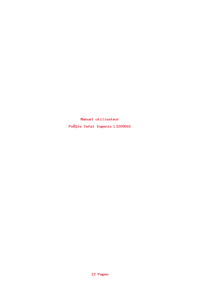 Page 1 de la notice Manuel utilisateur Tefal Ingenio L3209502
