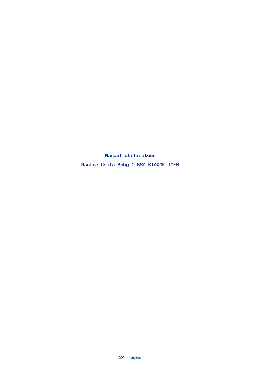 Page 1 de la notice Manuel utilisateur Casio Baby-G BSA-B100MF-1AER