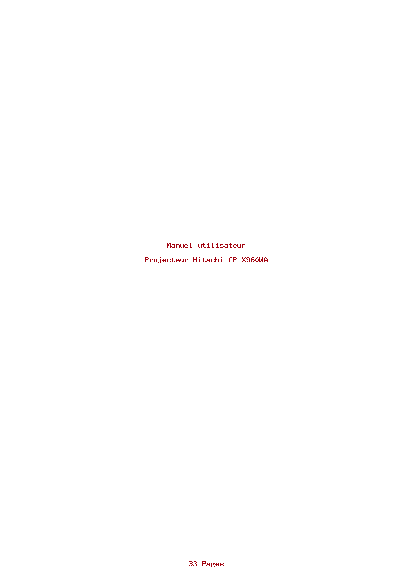 Page 1 de la notice Manuel utilisateur Hitachi CP-X960WA