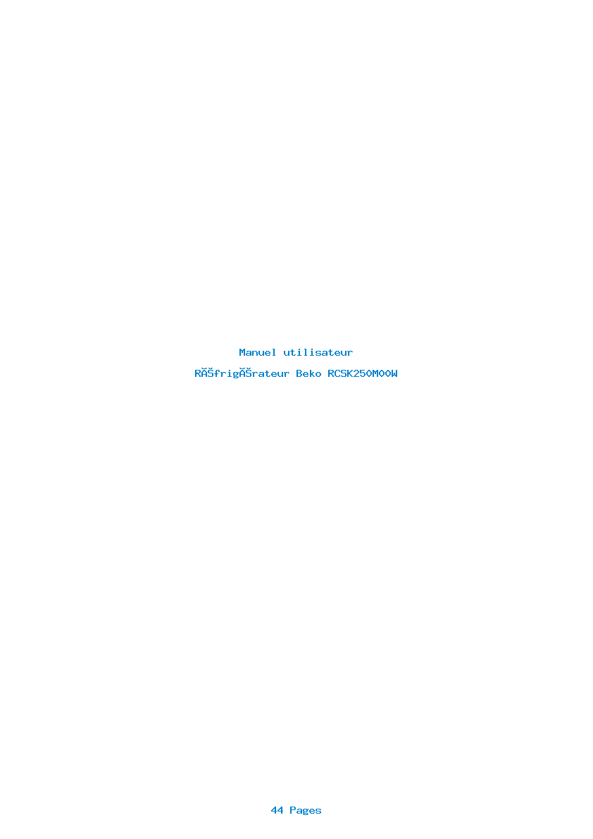Page 1 de la notice Manuel utilisateur Beko RCSK250M00W