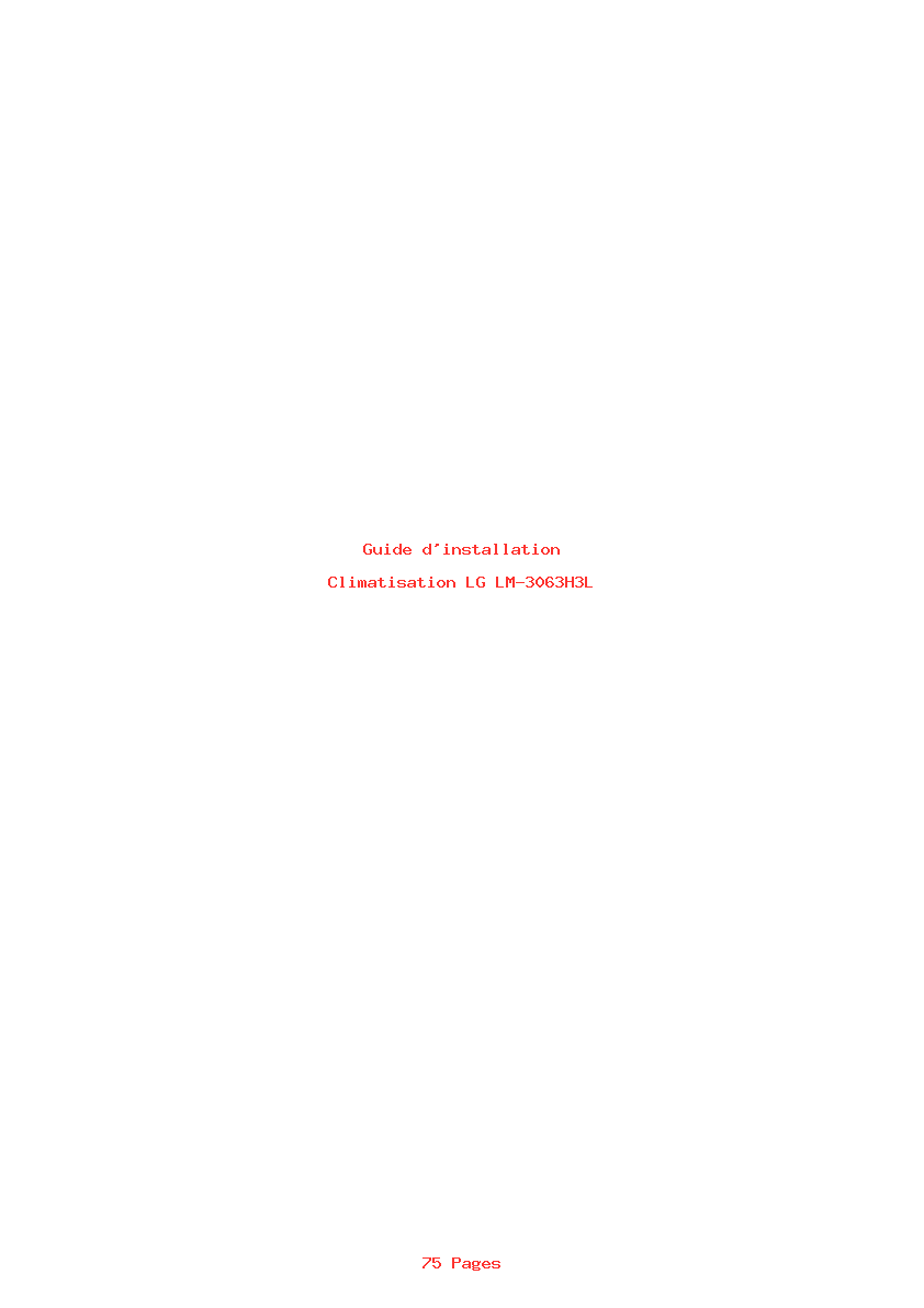 Page 1 de la notice Guide d'installation LG LM-3063H3L