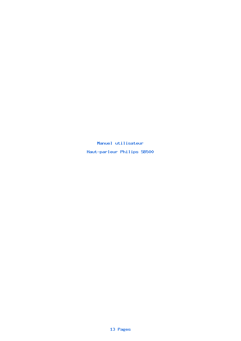 Page 1 de la notice Manuel utilisateur Philips SB500