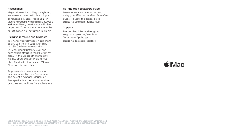 Page 1 de la notice Manuel utilisateur Apple iMac 27" (2020)