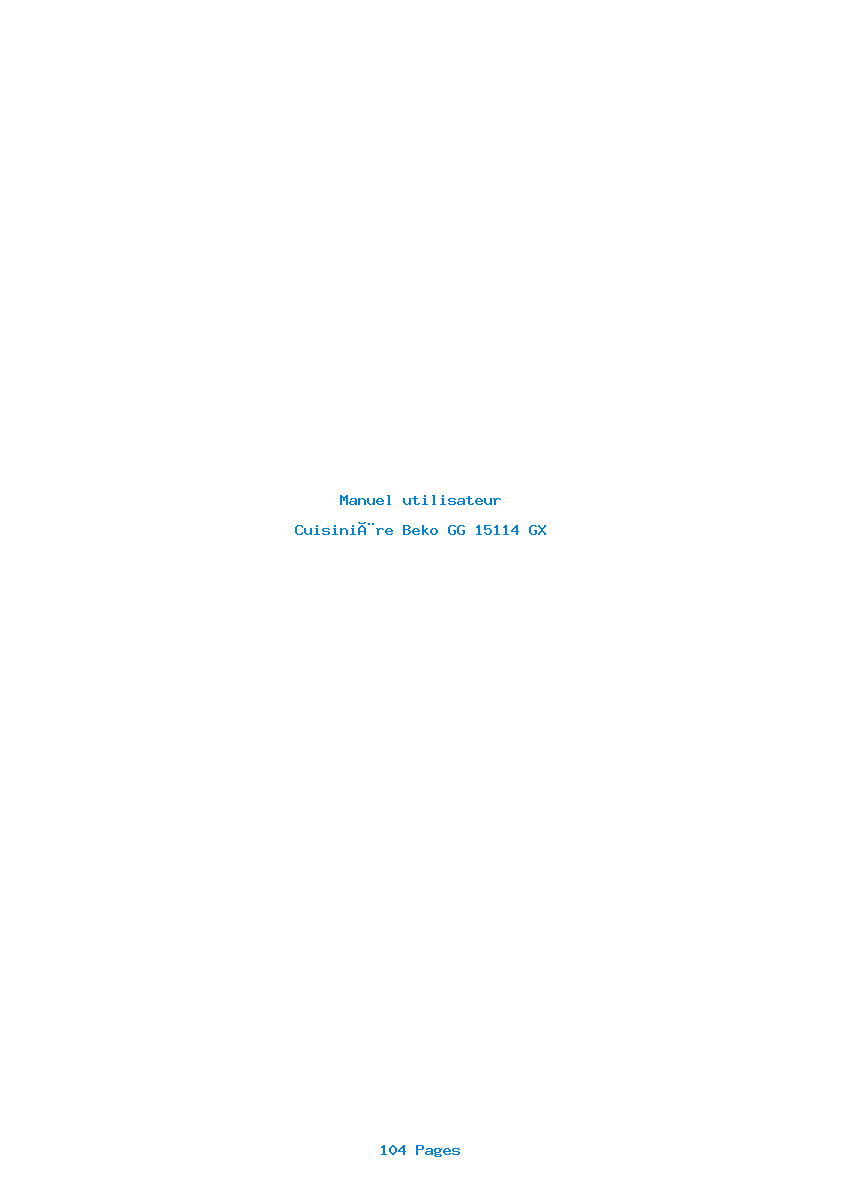 Page 1 de la notice Manuel utilisateur Beko GG 15114 GX