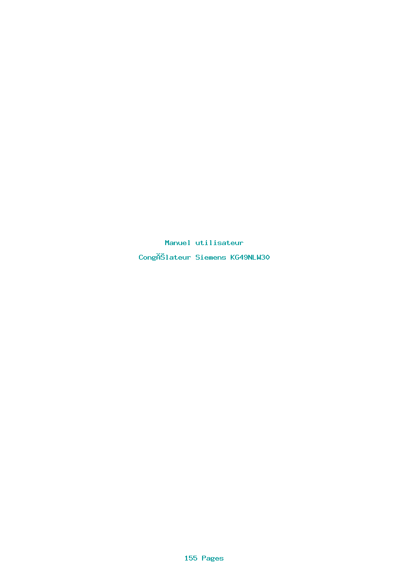 Page 1 de la notice Manuel utilisateur Siemens KG49NLW30