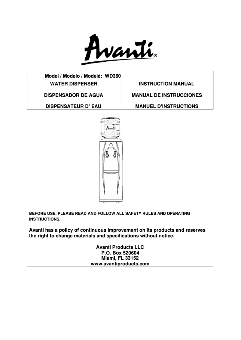 Página 1 del manual Manual de usuario Avanti WD360