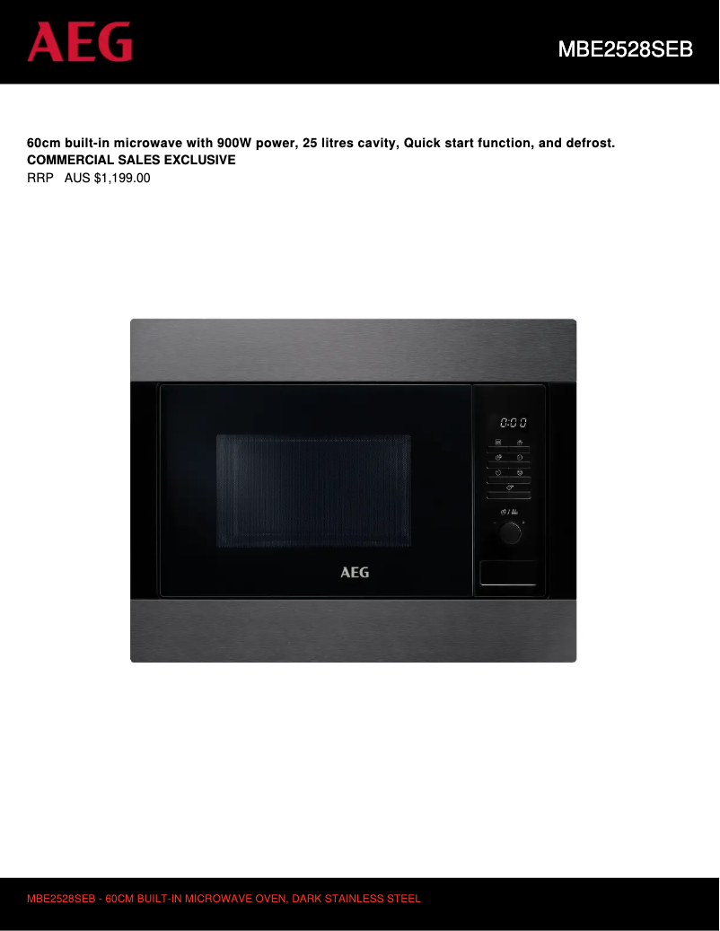 Page 1 de la notice Fiche technique AEG MBE2528SEB