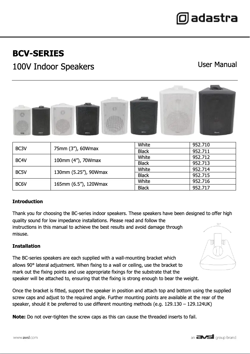 Página 1 del manual Manual de usuario Adastra BC6V
