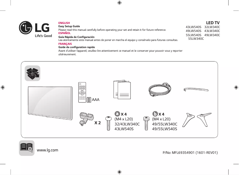Page 1 de la notice Manuel utilisateur LG 32LW340C