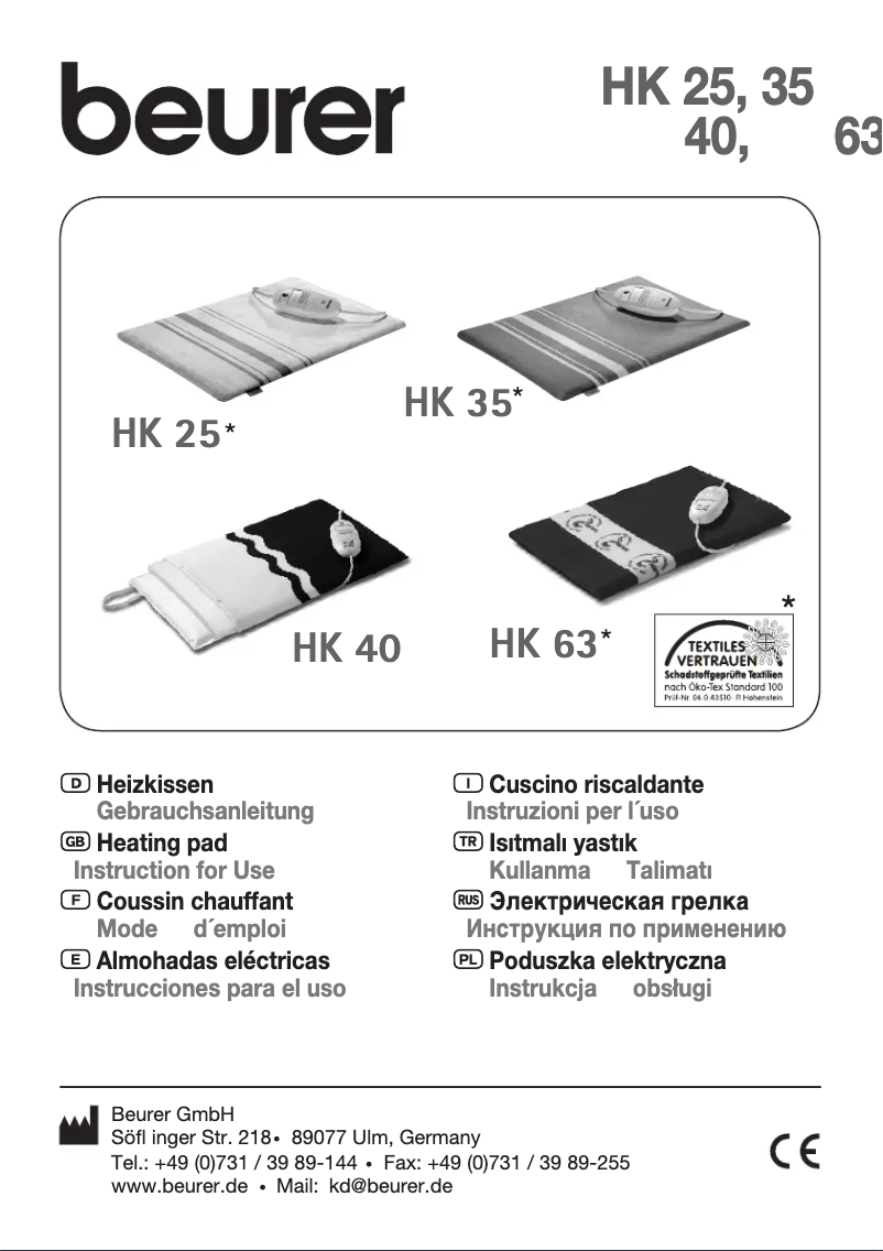 Page 1 de la notice Manuel utilisateur Beurer HK35
