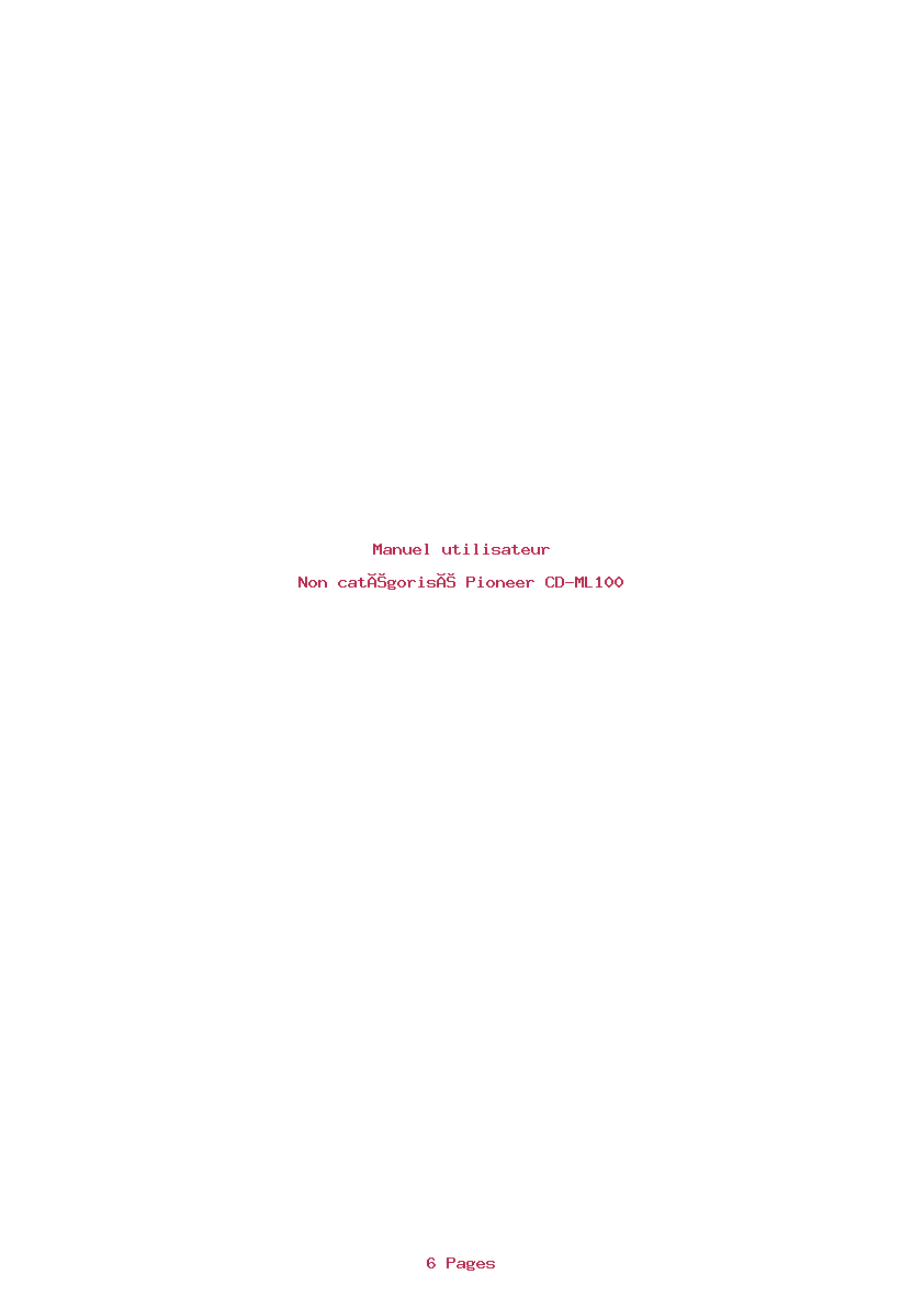 Page 1 de la notice Manuel utilisateur Pioneer CD-ML100