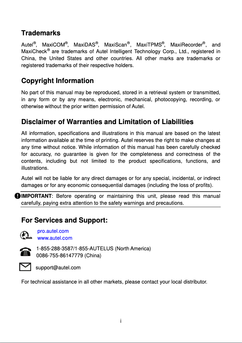 Page 1 de la notice Manuel utilisateur Autel MaxiSYS MS906S