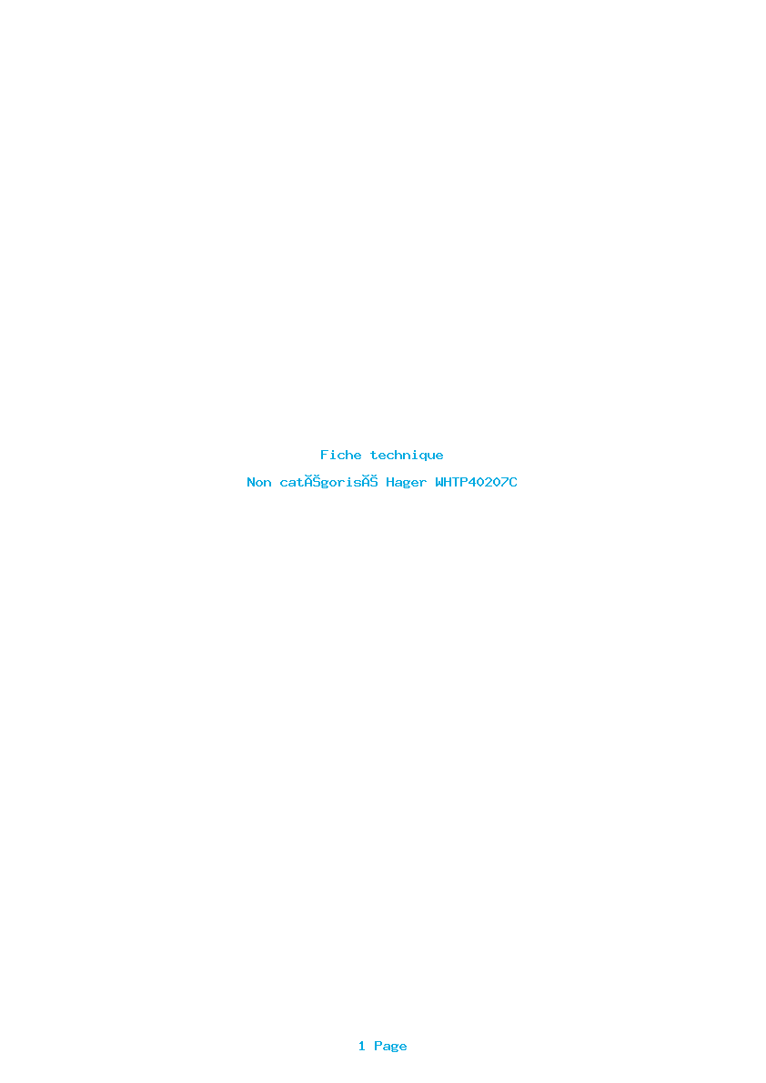 Page 1 de la notice Fiche technique Hager WHTP40207C