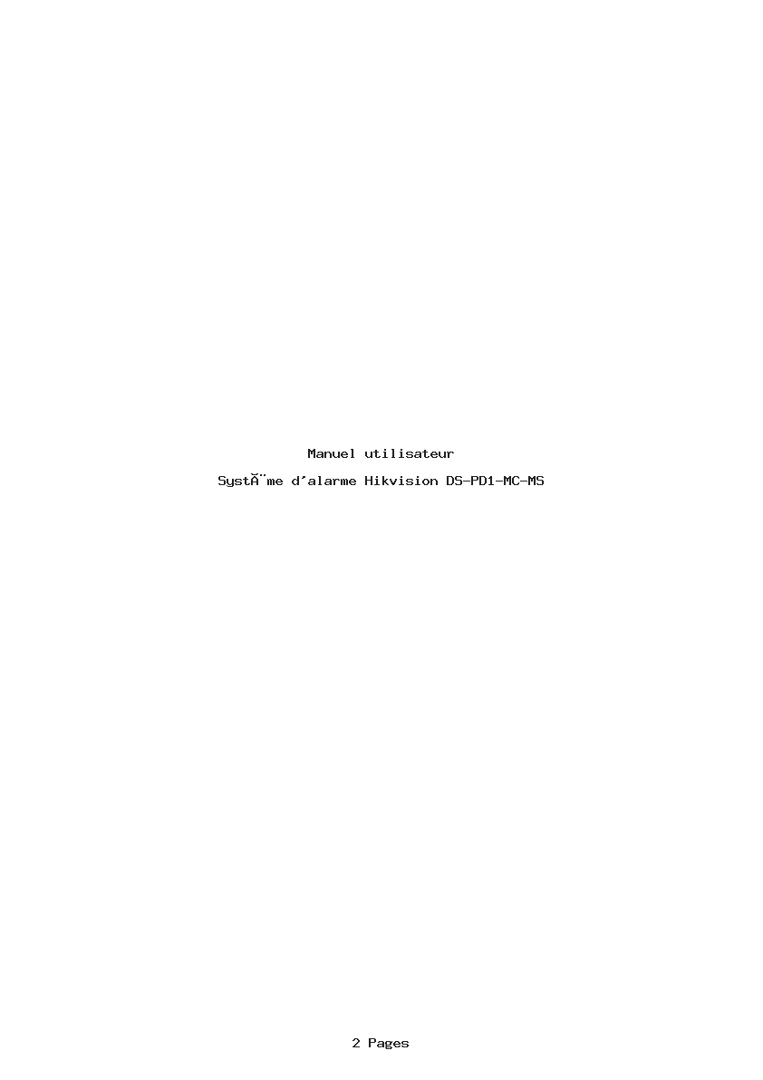 Page 1 de la notice Manuel utilisateur Hikvision DS-PD1-MC-MS