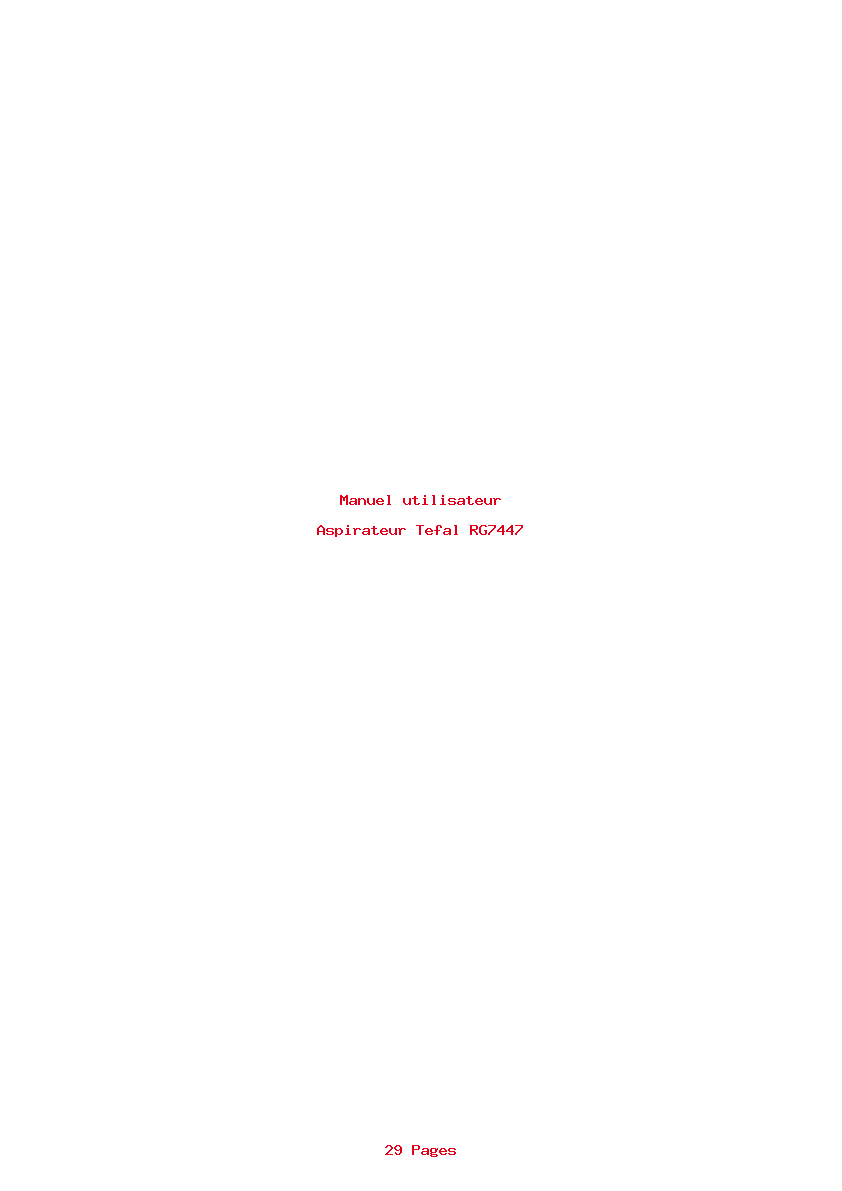 Page 1 de la notice Manuel utilisateur Tefal RG7447