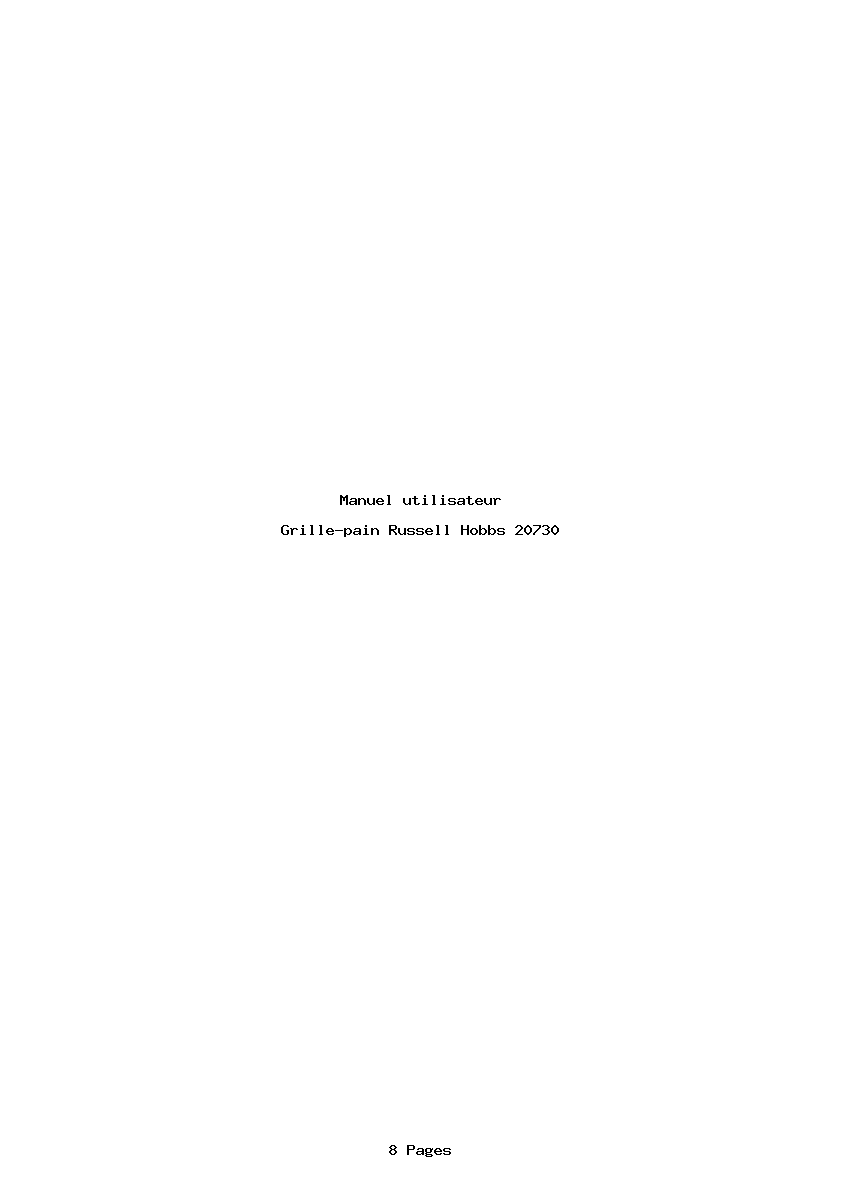 Page 1 de la notice Manuel utilisateur Russell Hobbs 20730