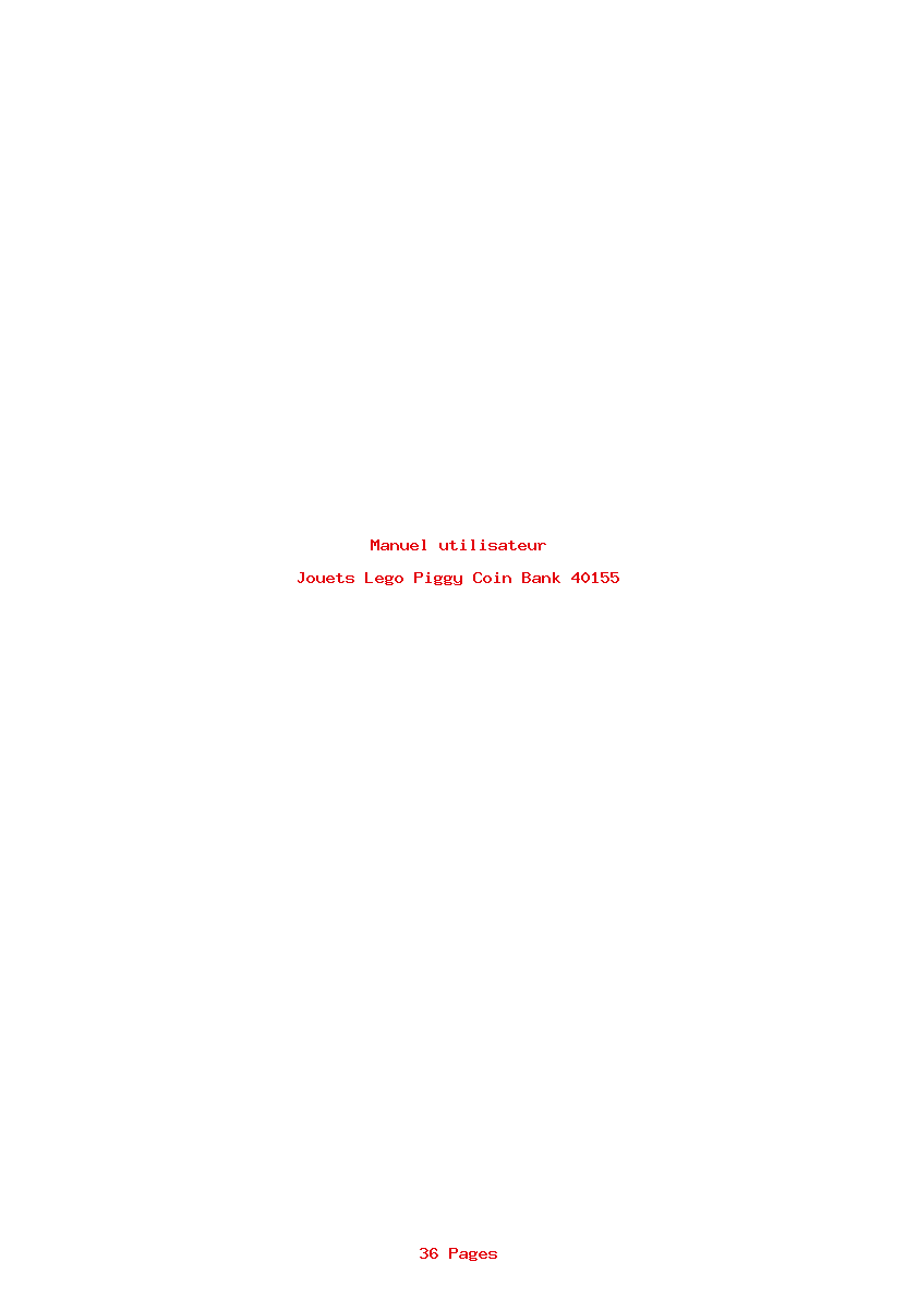 Page 1 de la notice Manuel utilisateur Lego Piggy Coin Bank 40155