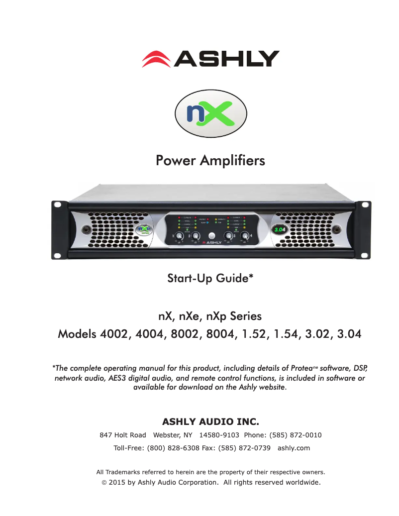 Page 1 de la notice Manuel utilisateur Ashly nXp3.02