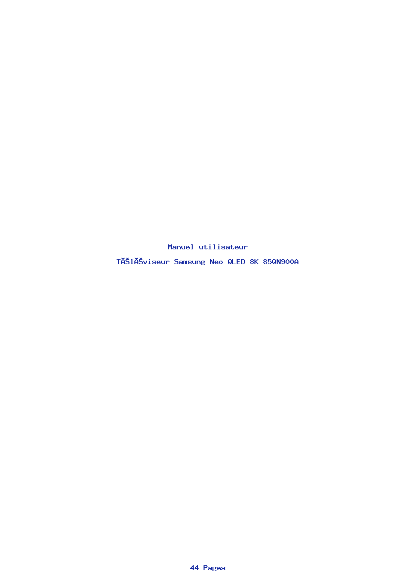 Page 1 de la notice Manuel utilisateur Samsung Neo QLED 8K 85QN900A