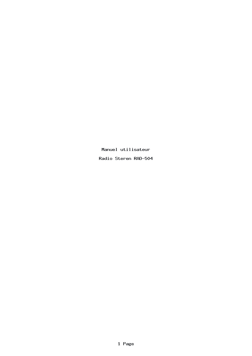 Page 1 de la notice Manuel utilisateur Steren RAD-504