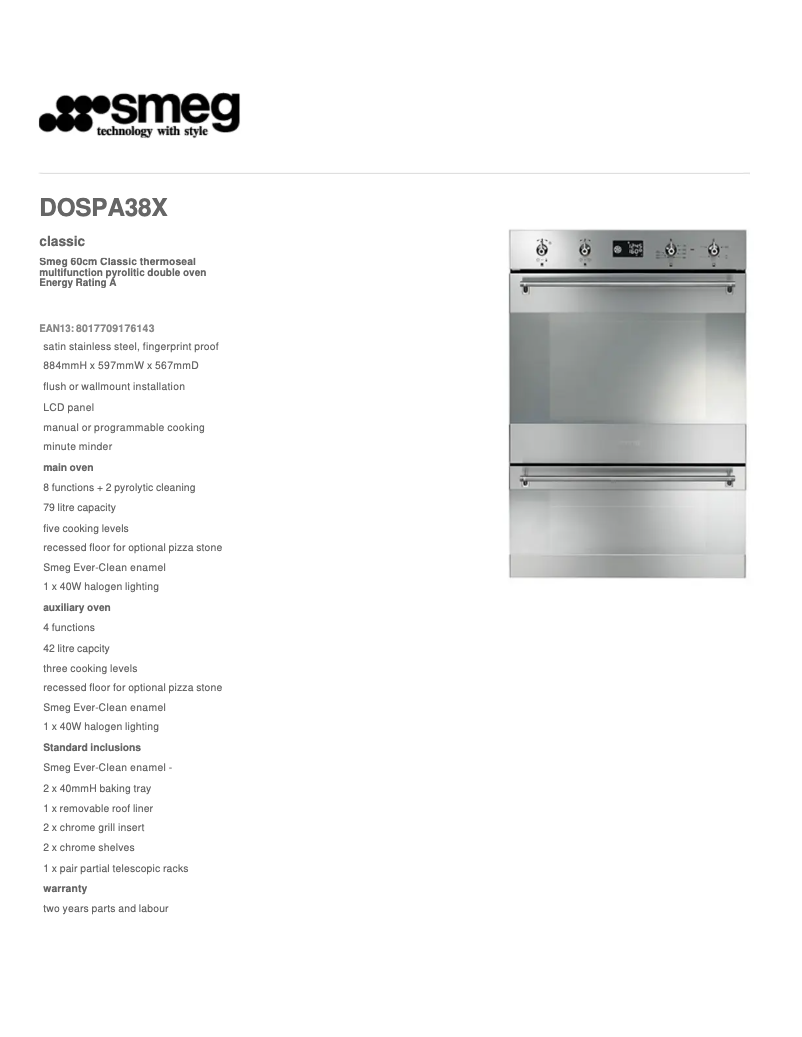 Página 1 del manual Manual de usuario Smeg DOSPA38X