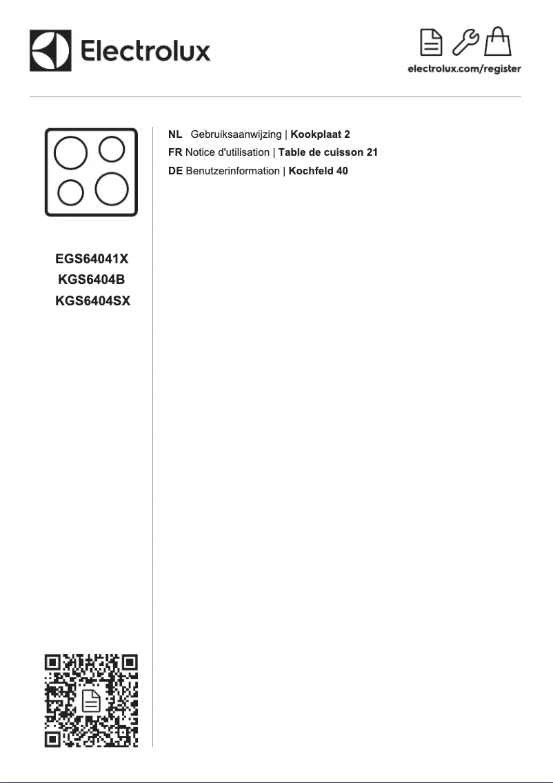 Page 1 de la notice Manuel utilisateur Electrolux KGS6404B
