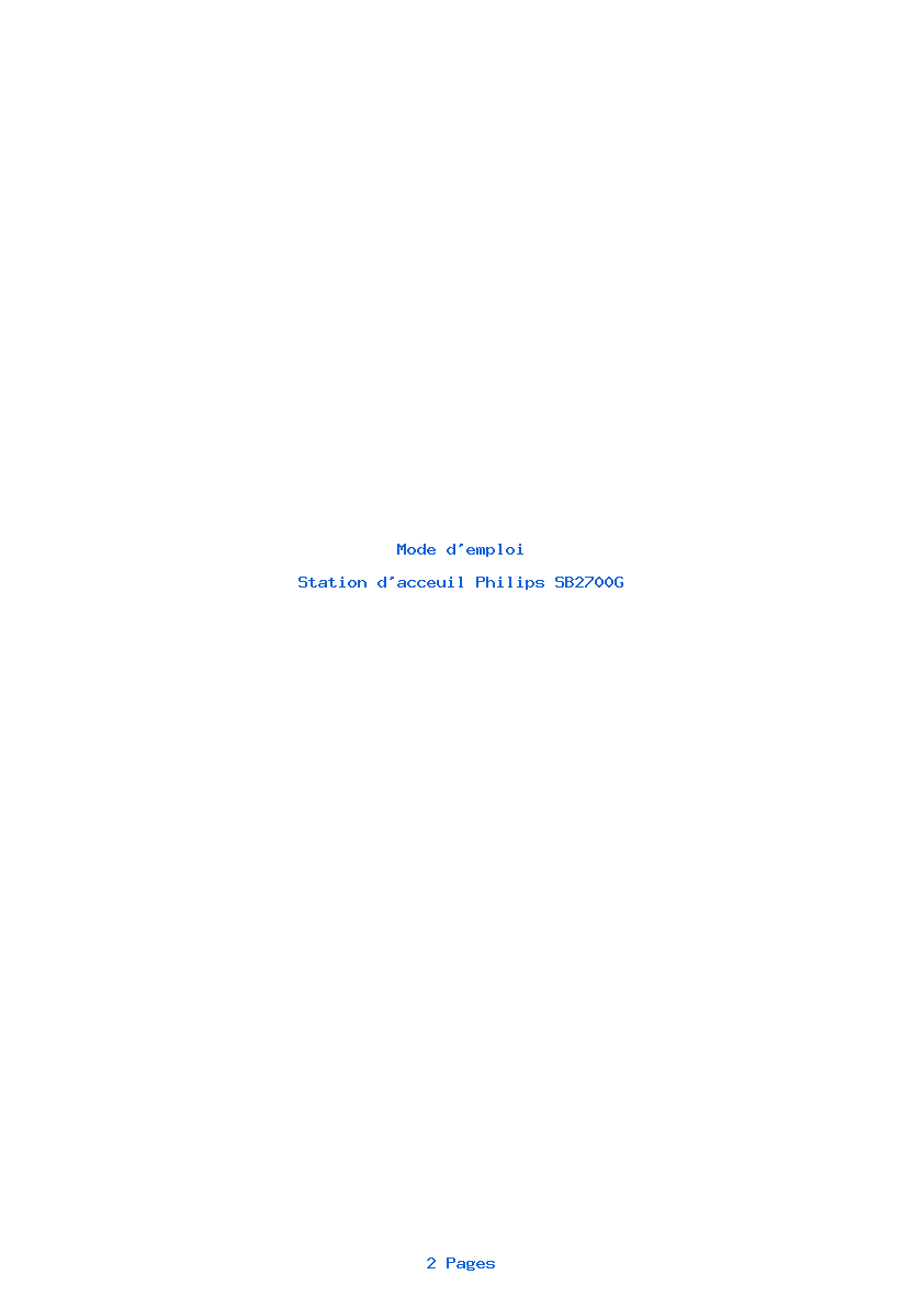 Page 1 de la notice Mode d'emploi Philips SB2700G