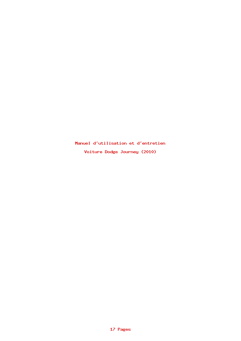Page 1 de la notice Manuel d'utilisation et d'entretien Dodge Journey (2010)