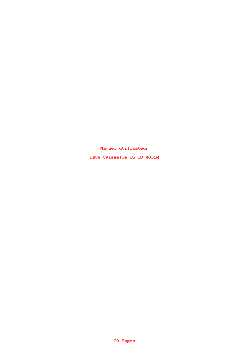 Page 1 de la notice Manuel utilisateur LG LD-4031W