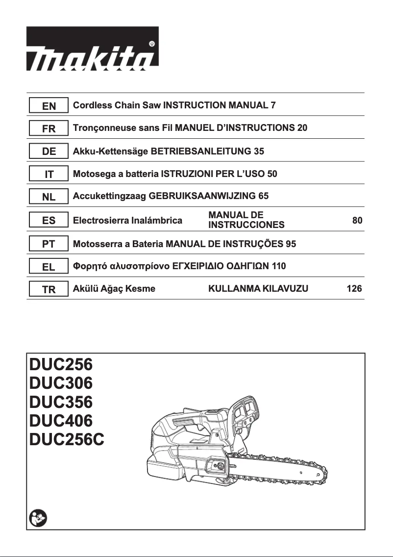 Page 1 de la notice Manuel utilisateur Makita DUC256CZ