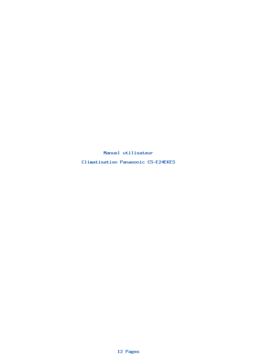 Page 1 de la notice Manuel utilisateur Panasonic CS-E24EKES