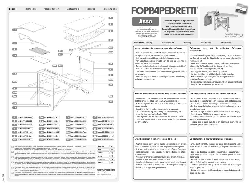 Page 1 de la notice Manuel utilisateur Foppapedretti Asso