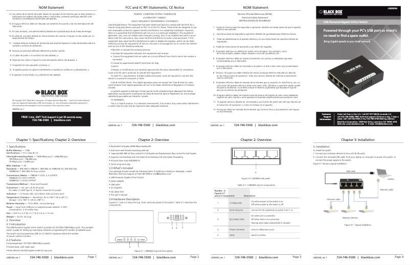 Page 1 de la notice Manuel utilisateur Black Box LGB304AE
