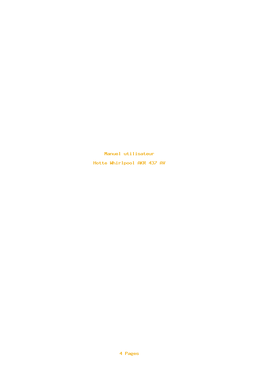Page 1 de la notice Manuel utilisateur Whirlpool AKR 437 AV