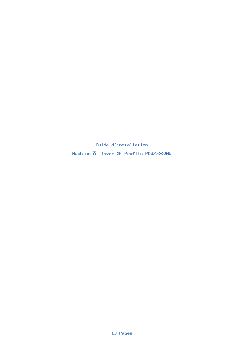Page 1 de la notice Guide d'installation GE Profile PDW7700JWW