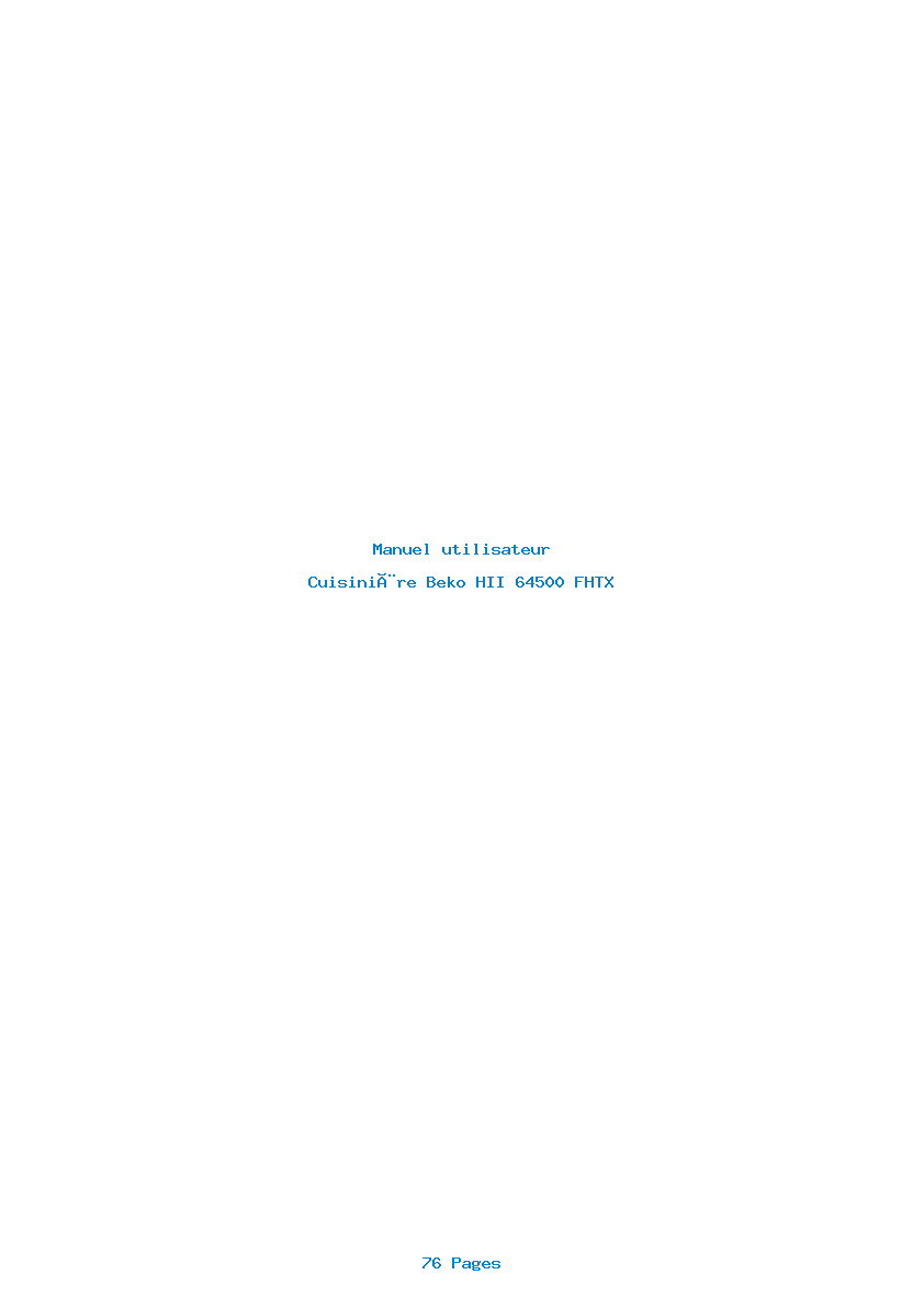 Page 1 de la notice Manuel utilisateur Beko HII 64500 FHTX