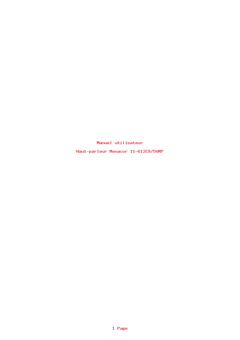 Page 1 de la notice Manuel utilisateur Monacor 11-612C8/50RP