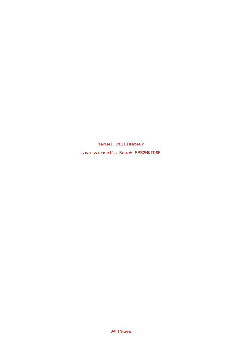 Page 1 de la notice Manuel utilisateur Bosch SPS2HKI58E