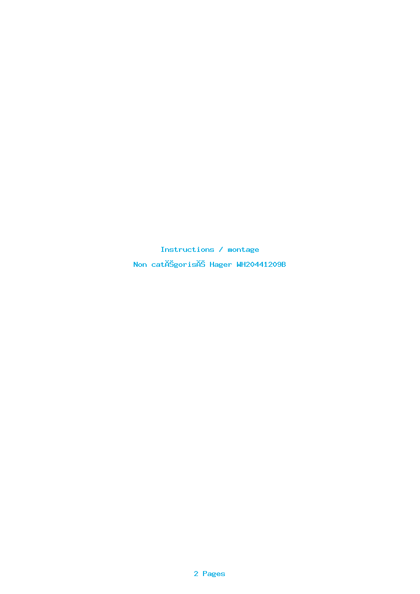 Page 1 de la notice Instructions / montage Hager WH20441209B