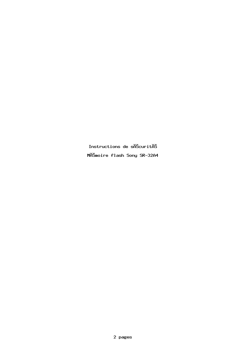 Page 1 de la notice Instructions de sécurité Sony SR-32A4