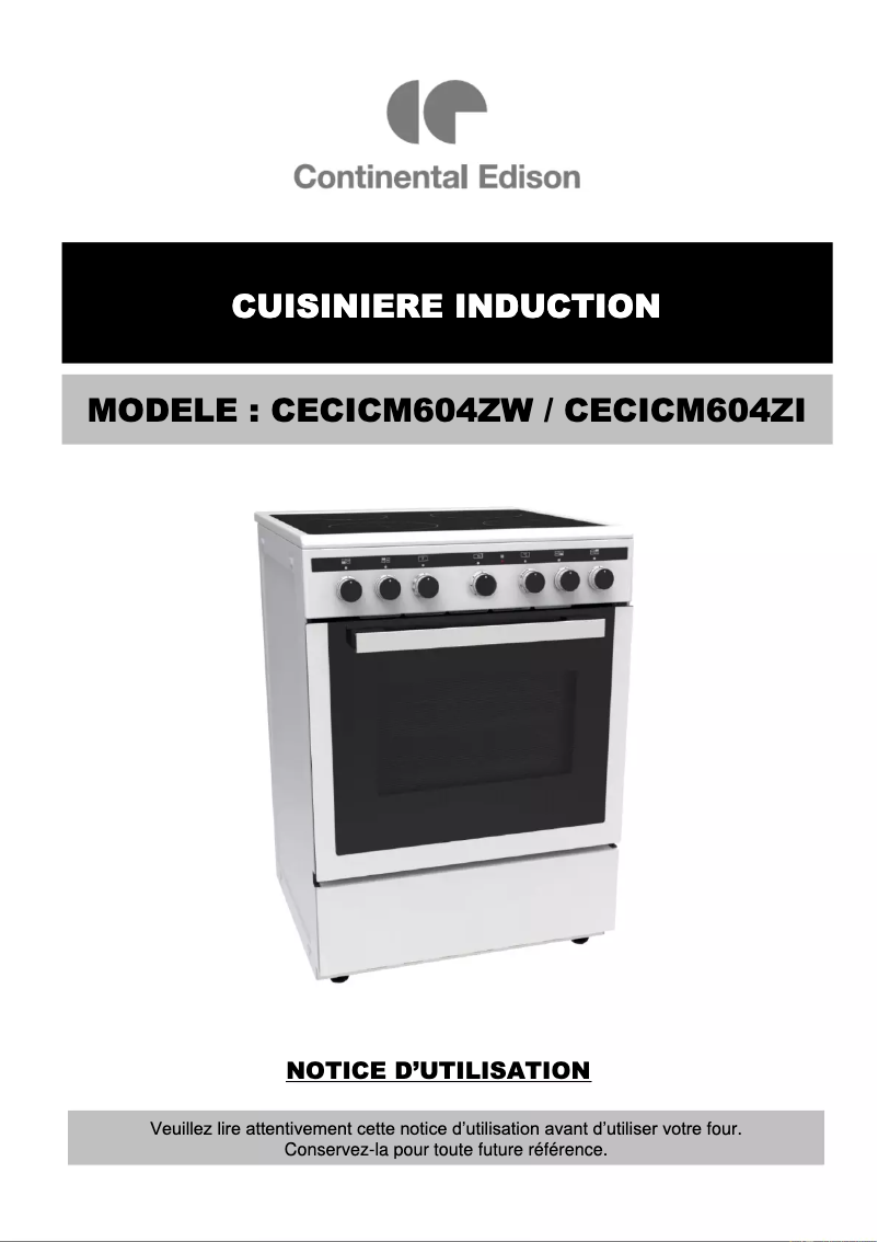 Page 1 de la notice Manuel utilisateur Continental Edison CECICM604ZW