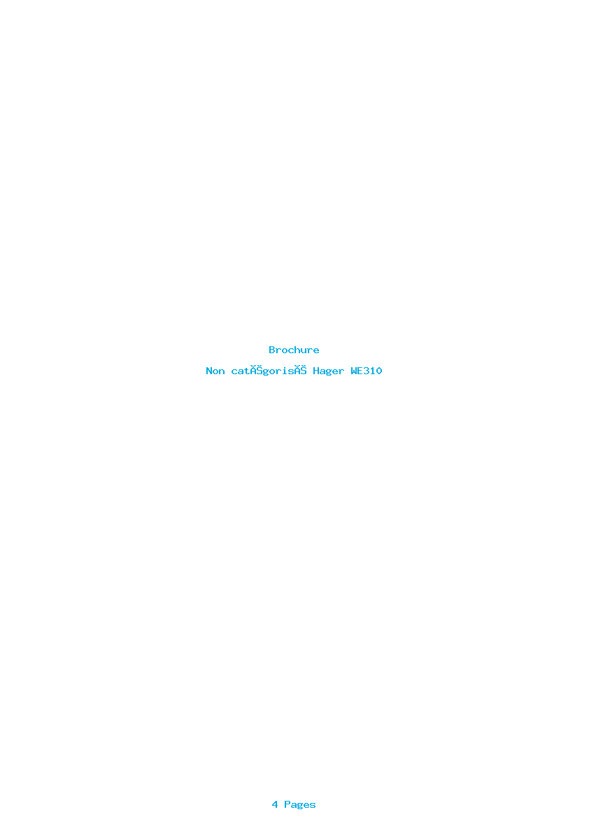 Page 1 de la notice Brochure Hager WE310
