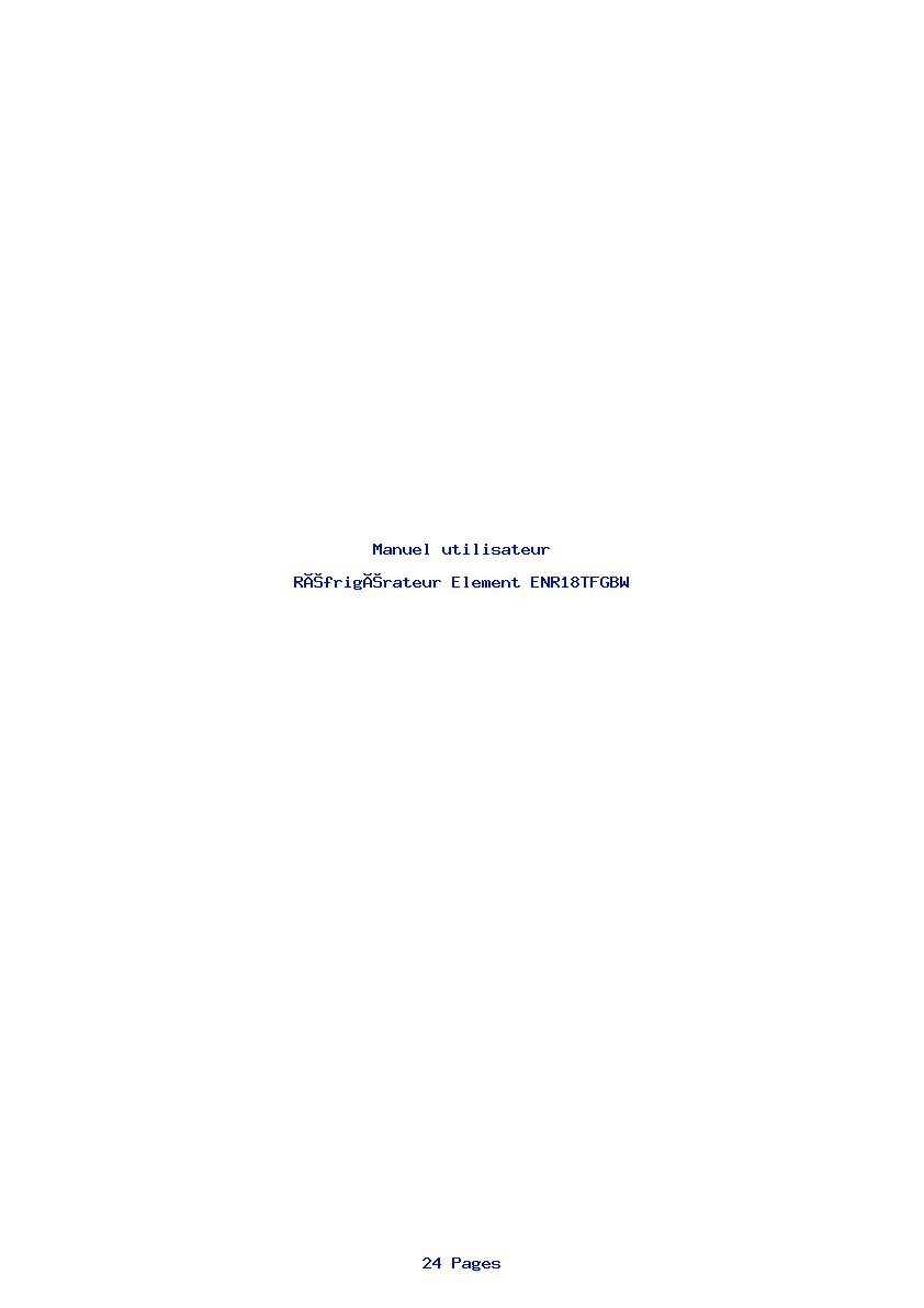 Page 1 de la notice Manuel utilisateur Element ENR18TFGBW