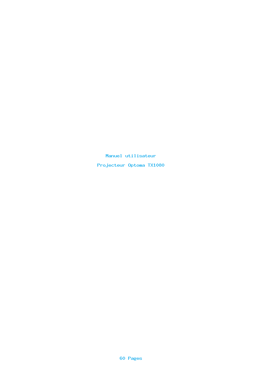 Page 1 de la notice Manuel utilisateur Optoma TX1080