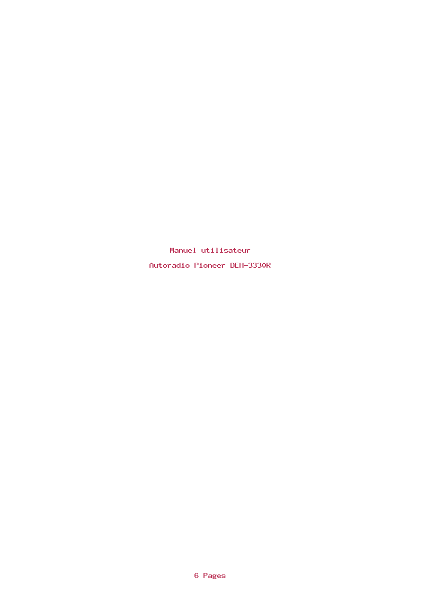 Page 1 de la notice Manuel utilisateur Pioneer DEH-3330R